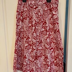 LOFT Floral Red Skirt SIZE L